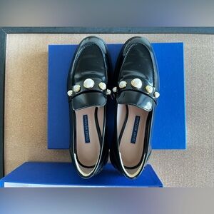 Stuart Weitzman Black Flats with Pearl Details